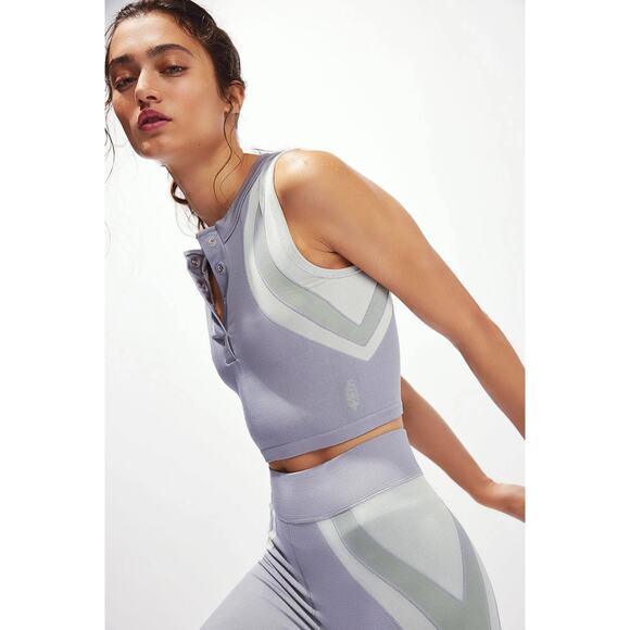 New Free People Movement Free Kick Crop Henley Muscle Tank Women's Size XS - Picture 3 of 8